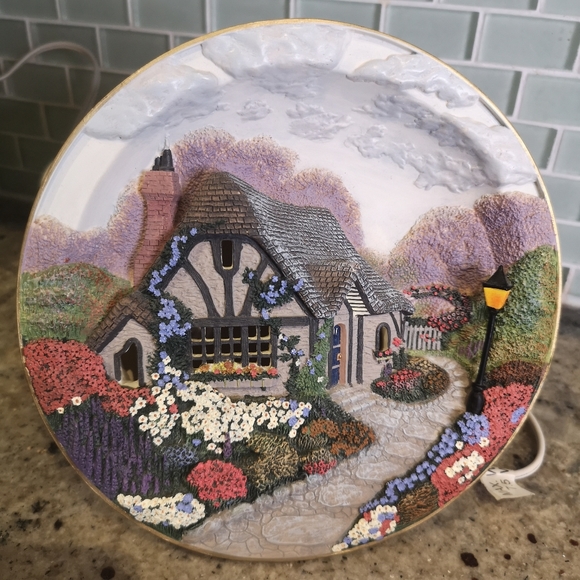 Vintage Bradford Exchange Thomas Kinkade Illuminated Cottages The Flagstone Path - Picture 10 of 11